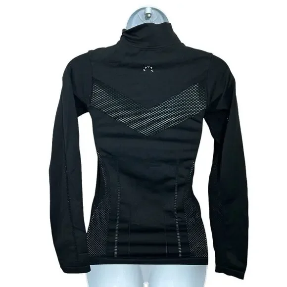 Varley Poinsettia Full Zip Jacket Sz XXS/XS Fitted Black Perforated Mesh - Picture 10 of 15